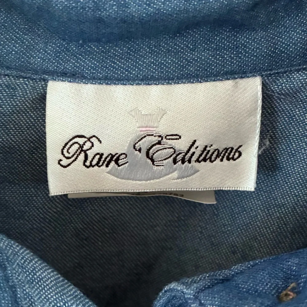 Rare Editions Blue Denim and Leopard Print Dress Sz 14